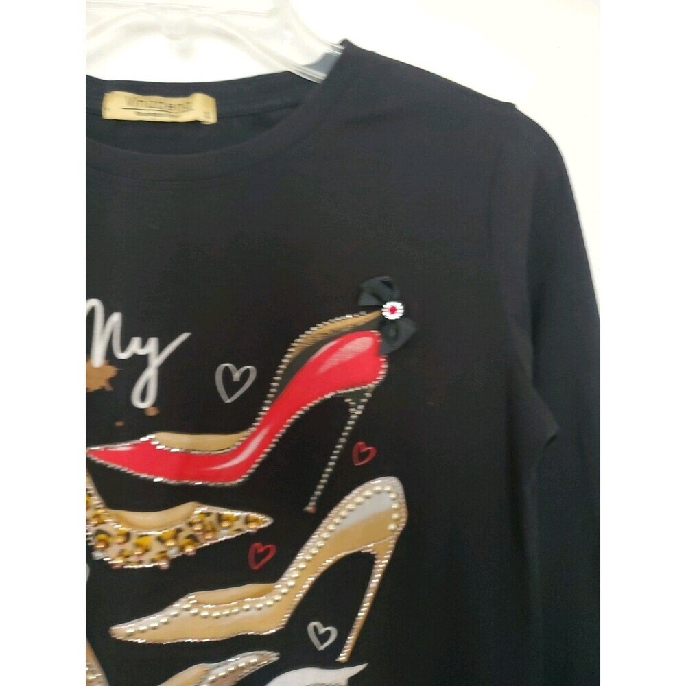 Vinizbena‎ Shoes Heels Shirt Long Sleeve Women’s Shirt Size Small Black - Picture 4 of 16
